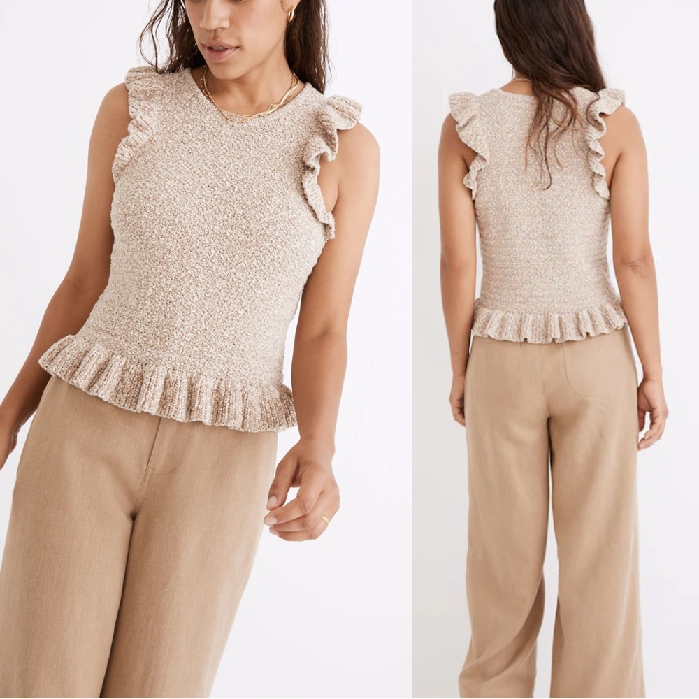 Madewell Cream Ruffle Sleeve Tank Top